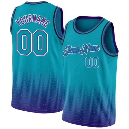 Custom City Edition Basketball Jersey - Personalized Teal Purple White Fade with Team Name and Number Personalized Teal Purple-White