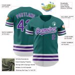 Custom Name and Number Authentic Baseball Jersey in Teal Purple White Colors - Personalized Team Design Personalized Teal