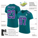 Custom Team Football Jersey with Personalized Name and Number - Teal Purple White Mesh Personalized Teal Purple-White Mesh