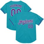 Custom Team Name and Number Personalized Baseball Jersey - Teal, Purple, White Mesh Authentic Throwback Personalized Teal