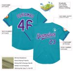 Custom Team Name and Number Personalized Baseball Jersey - Teal, Purple, White Mesh Authentic Throwback Personalized Teal