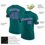 Custom Team Name and Number Performance T-Shirt in Teal and Purple-White Personalized Teal Purple-White Performance T-Shirt