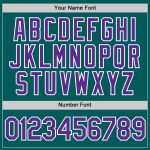 Custom Team Name and Number Performance T-Shirt in Teal and Purple-White Personalized Teal Purple-White Performance T-Shirt
