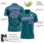 Custom Team Name Number Teal Purple White Performance Golf Polo Shirt Personalized Teal Purple-White Performance Vapor Golf
