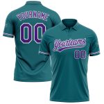 Custom Team Name Number Teal Purple White Performance Golf Polo Shirt Personalized Teal Purple-White Performance Vapor Golf