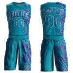 Personalized Basketball Jersey Teal Purple and White Round Neck Sublimation Suit Personalized Teal Purple-White Round Neck