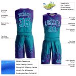 Custom Team Basketball Jersey with Name and Number - Personalized Teal Purple White Round Neck Sublimation Suit Personalized