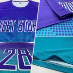 Custom Soccer Jersey with Personalized Name and Number in Teal Purple-White Sublimation Design Personalized Teal Purple-White