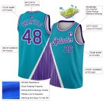 Custom Name Number Basketball Jersey Authentic City Edition Teal Purple White Triangle Pinstripes Personalized Teal Purple-White
