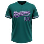 Personalized Softball Jersey Unisex Two-Button in Teal Purple White - Custom Team Apparel Personalized Teal Purple-White