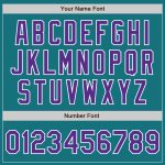 Custom Two-Button Unisex Softball Jersey Personalized with Name & Number in Teal and Purple-White Design Personalized Teal