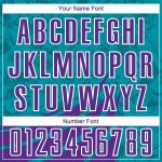 Custom Basketball Jersey with Personalized Name & Number, Teal Purple-White Wind Shapes Round Neck Sublimation Design Personalized