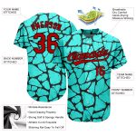 Custom Name and Number Authentic Baseball Jersey with Personalized Teal Red-Black 3D Pattern Design Personalized Teal Red-Black