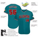 Personalized Custom Name and Number Baseball Jersey - Teal Red-Black Authentic Team Jersey Personalized Teal Red-Black Authentic