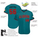 Personalized Authentic Baseball Jersey in Teal Red and Black for Custom Style Personalized Teal Red-Black Authentic Baseball