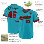 Custom Personalized Baseball Jersey with Team Name and Number - Teal Red-Black Authentic Throwback Design Personalized Teal