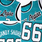 Personalized Authentic Throwback Basketball Jersey in Teal, Red, and Black Personalized Teal Red-Black Authentic Throwback