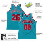 Custom Name Number Basketball Jersey - Personalized Authentic Throwback Teal Red Black Team Jersey Personalized Teal Red-Black