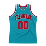 Custom Name Number Basketball Jersey - Personalized Authentic Throwback Teal Red Black Team Jersey Personalized Teal Red-Black