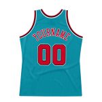 Custom Name Number Basketball Jersey - Personalized Authentic Throwback Teal Red Black Team Jersey Personalized Teal Red-Black