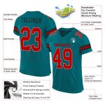 Custom Football Jersey - Personalized Authentic Teal Red-Black Mesh with Name and Number Personalized Teal Red-Black Mesh