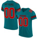 Custom Football Jersey - Personalized Authentic Teal Red-Black Mesh with Name and Number Personalized Teal Red-Black Mesh