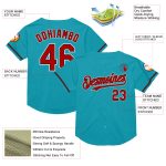 Custom Name and Number Baseball Jersey - Personalized Teal Red-Black Mesh Authentic Throwback Style Personalized Teal Red-Black