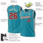 Custom Team Basketball Jersey - Personalized Teal Red Cream with Name and Number - Authentic Throwback Style Personalized