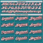 Custom Team Softball Jersey - Unisex Teal Red Pinstripe with Personalized Name & Number, Two-Button Design Personalized Teal