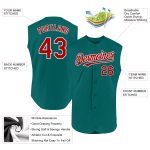 Custom Team Baseball Jersey - Personalized Teal Red White Sleeveless - Add Name & Number Personalized Teal Red-White Authentic
