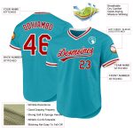 Custom Name Number Authentic Throwback Baseball Jersey - Personalized Teal Red White Team Jersey Personalized Teal Red-White