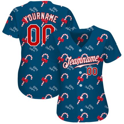 Custom Name Number 3D Christmas Baseball Jersey Teal Red White Personalized Team Gear Personalized Teal Red-White Christmas