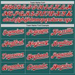 Custom Name and Number Authentic Baseball Jersey - Personalized Teal Red White Line Team Apparel Personalized Teal Red-White