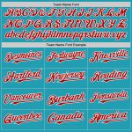 Custom Name Number Authentic Throwback Baseball Jersey - Personalized Red White Teal Mesh Team Jersey Personalized Teal Red-White