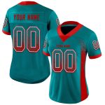 Custom Teal Red White Mesh Football Jersey - Personalized Name and Number, Drift Fashion Team Apparel Personalized Teal Red-White