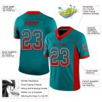 Custom Teal Red White Mesh Football Jersey - Personalized Name and Number, Drift Fashion Team Apparel Personalized Teal Red-White