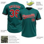 Custom Teal Red-White Unisex Softball Jersey - Two-Button Design, Personalized доступно Personalized Teal Red-White Two-Button