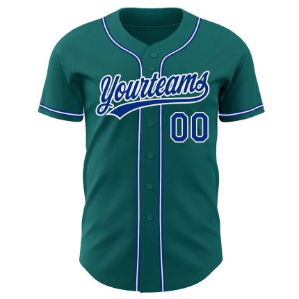 Personalized Teal Royal-White Baseball Jersey for Adults - Authentic Design Personalized Teal Royal-White Authentic Baseball