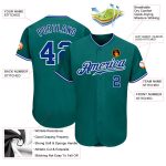 Custom Personalized Teal and White Authentic Baseball Jersey with Team Name and Number Personalized Teal Royal-White Authentic