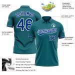 Personalized Teal Royal-White Golf Polo Shirt with Custom Name and Number - Performance Vapor Team Apparel Personalized Teal