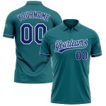 Personalized Teal Royal-White Golf Polo Shirt with Custom Name and Number - Performance Vapor Team Apparel Personalized Teal