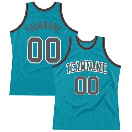 Custom Basketball Jersey - Personalized Teal Steel Gray Black - Authentic Throwback with Name and Number Personalized Teal