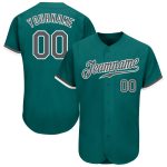Custom Name and Number Authentic Baseball Jersey in Teal Steel Gray-White - Personalized Sports Apparel Personalized Teal