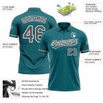 Custom Teal Gray Performance Vapor Golf Polo Shirt with Personalized Team Name and Number Personalized Teal Steel Gray-White