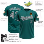 Custom Name and Number Unisex Softball Jersey - Teal Steel Gray-White Two-Button Design Personalized Teal Steel Gray-White