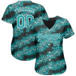 Personalized Teal and Black 3D Pattern Baseball Jersey - Authentic Design Personalized Teal Teal-Black 3D Pattern Design