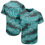 Personalized Teal and Black 3D Pattern Baseball Jersey - Authentic Design Personalized Teal Teal-Black 3D Pattern Design