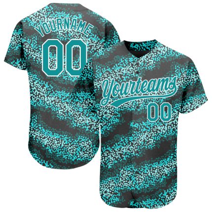Personalized Teal and Black 3D Pattern Baseball Jersey - Authentic Design Personalized Teal Teal-Black 3D Pattern Design
