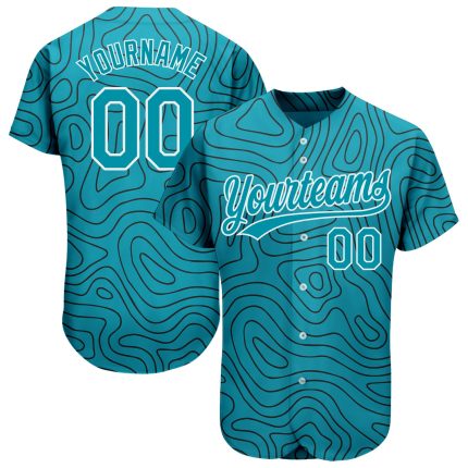 Custom Name and Number Authentic Baseball Jersey - Personalized Teal and Black 3D Pattern Design Personalized Teal Teal-Black