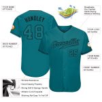 Custom Team Name and Number Personalized Teal-Black Baseball Jersey - Authentic Design Personalized Teal Teal-Black Authentic
